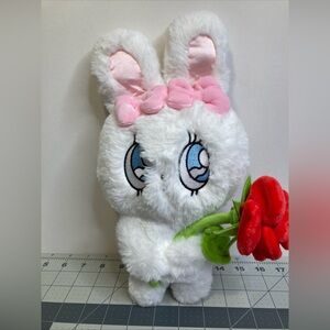 Esther Bunny White Holding Red Rose Esther Kim Korean 12”